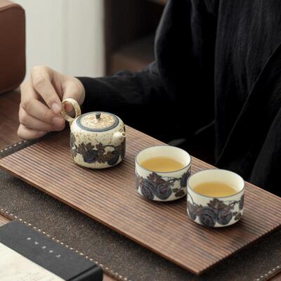 岩韵青华 瓜瓞绵延茶壶组茶壶组迎福壶3头泡茶壶套装茶杯茶具