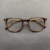 日系玳瑁色方框眼镜架 覆古板材近视镜框 男女超轻纯钛蓝光平光镜