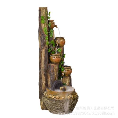 欧式假山鱼池流水摆件招财落地办公室客厅庭院造景装饰品