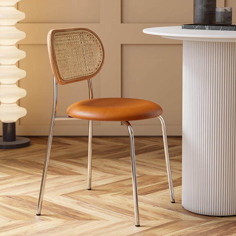 中古藤编椅子网红覆古实木家用餐椅书房靠背凳子北欧铁艺餐桌椅