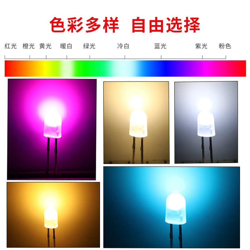 504椭圆雾状短脚粉红暖白金黄冰蓝白光高亮LED灯珠直插发光二极管