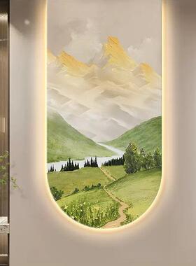 日照金山水入al202212户玄关装饰画山风竖景版走廊景过道背墙壁画
