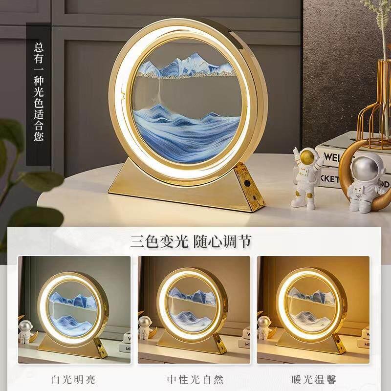 创意跨境3D流沙画小夜灯摆件家居装饰品乔迁礼品蓝牙音响工艺品