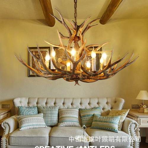 美式复古鹿角吊灯创意个性枝型客厅茶餐厅酒吧民宿帐篷装饰鹿角灯
