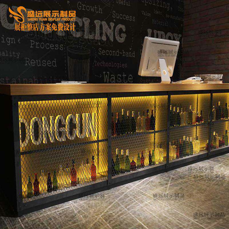 工业风吧台转角收银台定制服装店奶茶店前台餐厅接待台酒吧吧台