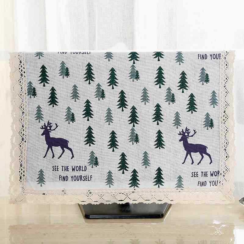 热卖学校办公棉麻电脑罩防尘罩液晶台式曲面平面32寸电脑盖巾