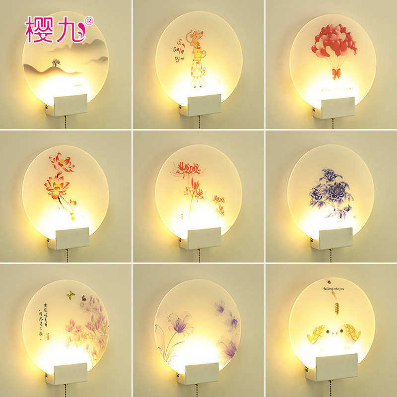 led壁灯简约现代卧室床头灯欧式田园温馨客厅过道楼梯背景墙壁画