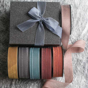 礼帽鞋 服装 花双色条纹丝带 发饰diy材料包装 韩国白线条纹鱼线网带