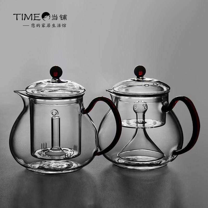 time当铺耐热玻璃煮茶壶内胆蒸茶壶花茶壶黑晶炉大号烧水壶泡茶壶