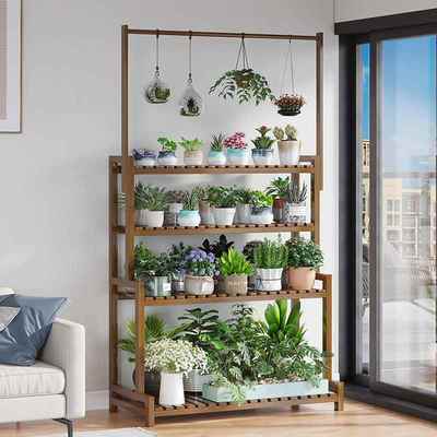 一件起批阳台花架悬挂式花店多层花架室外盆栽落地置物架楠竹