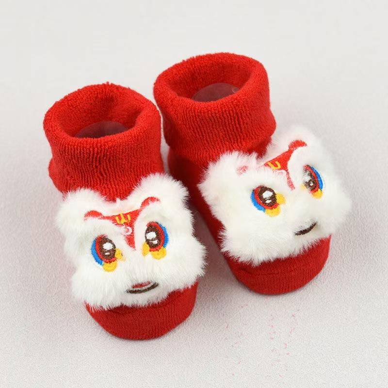 婴幼儿红色醒狮帽子男女宝宝帽子