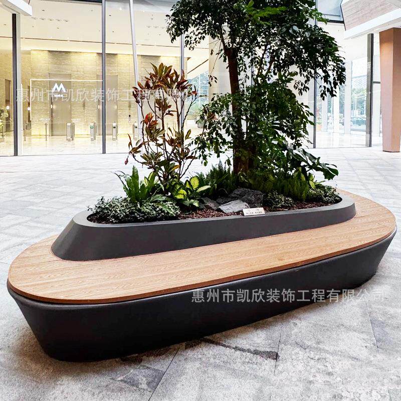 商场公园玻璃钢花盆座椅休闲长椅组合户外创意异形花坛花池座凳