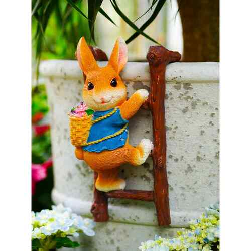 兔子爬梯花盆挂件户外阳台园林绿化装饰家居鱼缸边挂件庭院布置