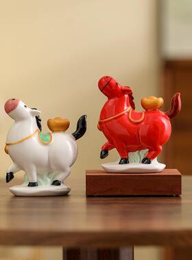 马上有钱马上发财桌面陶瓷马摆件家居装饰桌面玄关电视柜摆设装饰