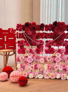 结婚订婚布置装饰diy立体花朵喜字花排结婚迎宾氛围拉花装饰布置