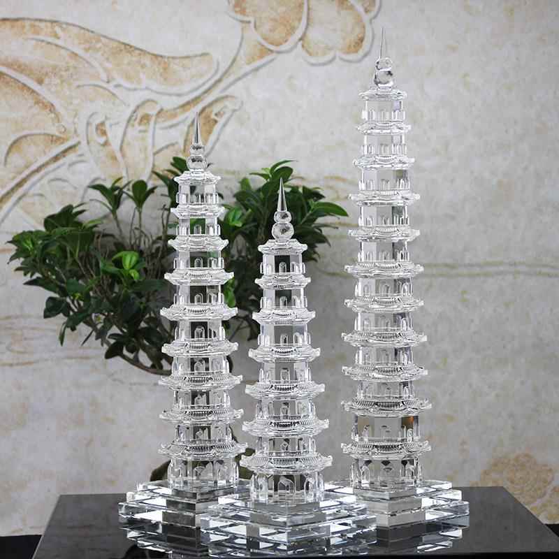 水晶工艺品摆件7层文昌塔9层花边文雷峰塔11层透明办公室书房中式