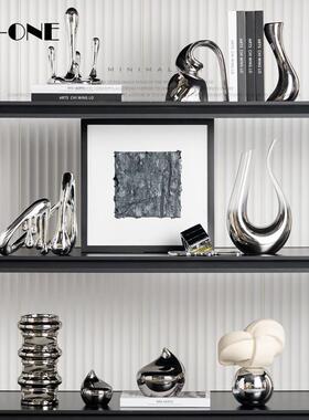 高级感轻奢样品屋展示中心展厅客厅书房套装软装样板间书架书柜装