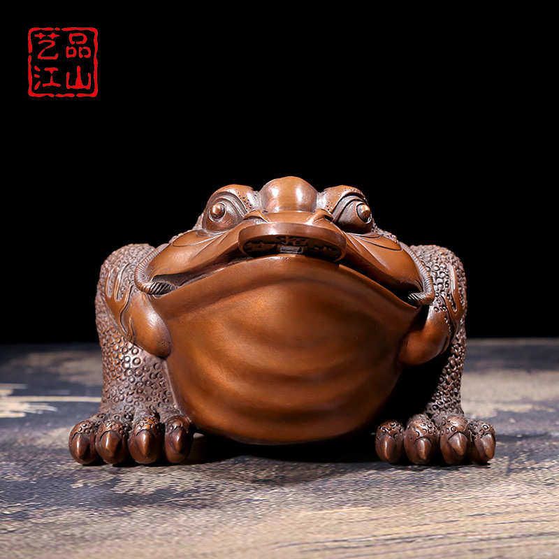 开业足金金蝉纯铜店铺吧台办公室艺品乔迁钱摆件蟾蜍装饰品三江山