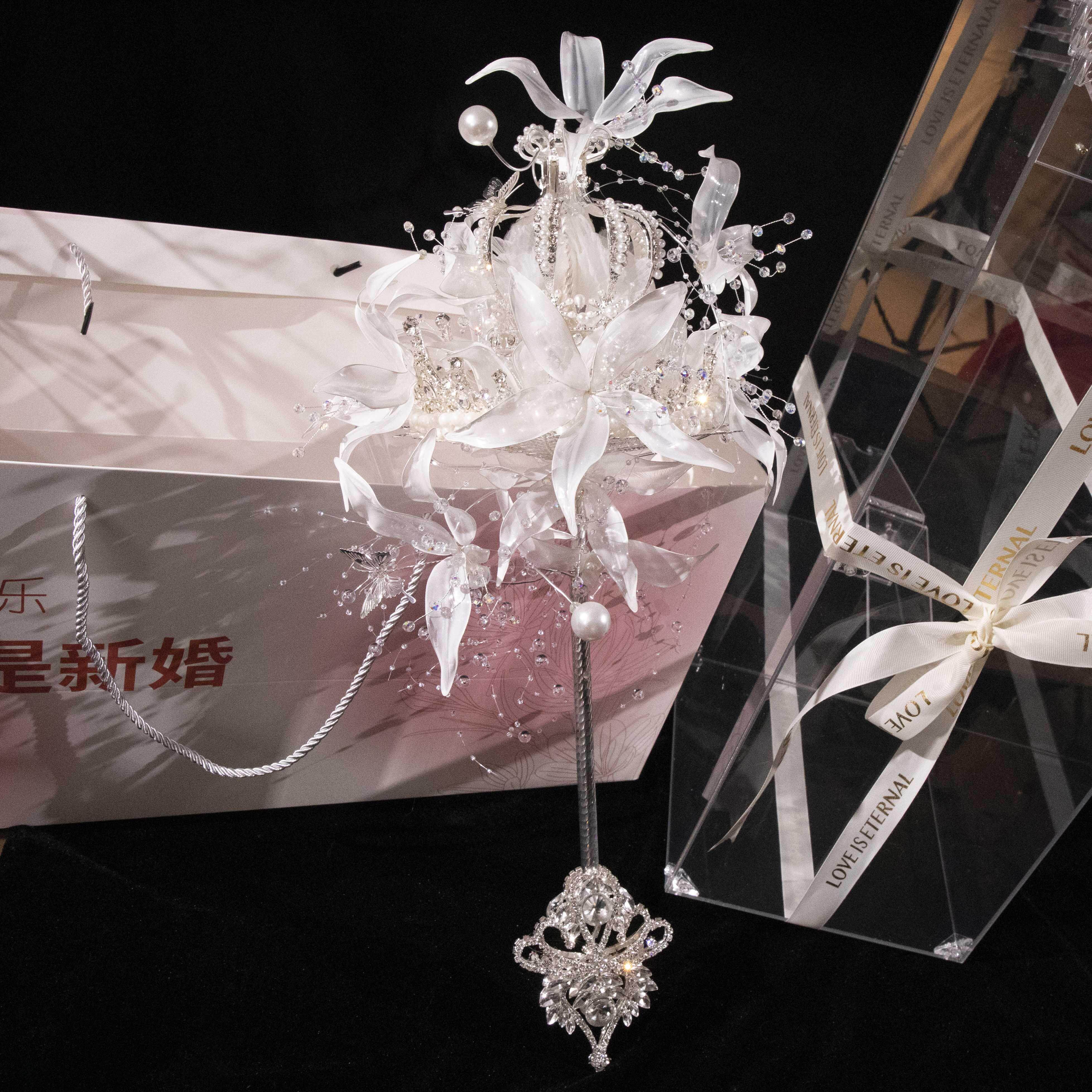 权杖手捧花diy材料包出嫁新娘结婚新婚礼物婚纱成品团扇重工高级