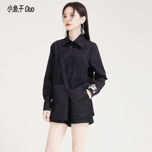 中长款纯棉宽松白色衬衫女慵懒风小众设计感2024时尚韩版长袖衬衣