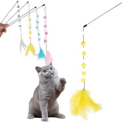 Funny Kitten Cat Teaser Interactive Toy Rod With Bell And To