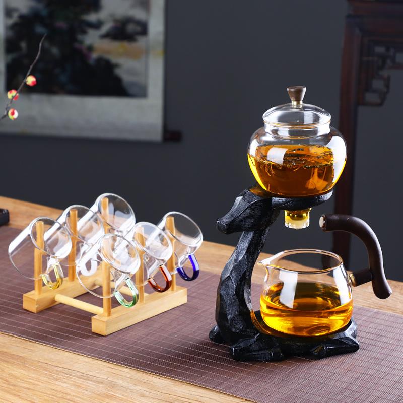 正品网红创意自动泡茶神器懒人功套茶具办公夫璃室会客装玻麋鹿家