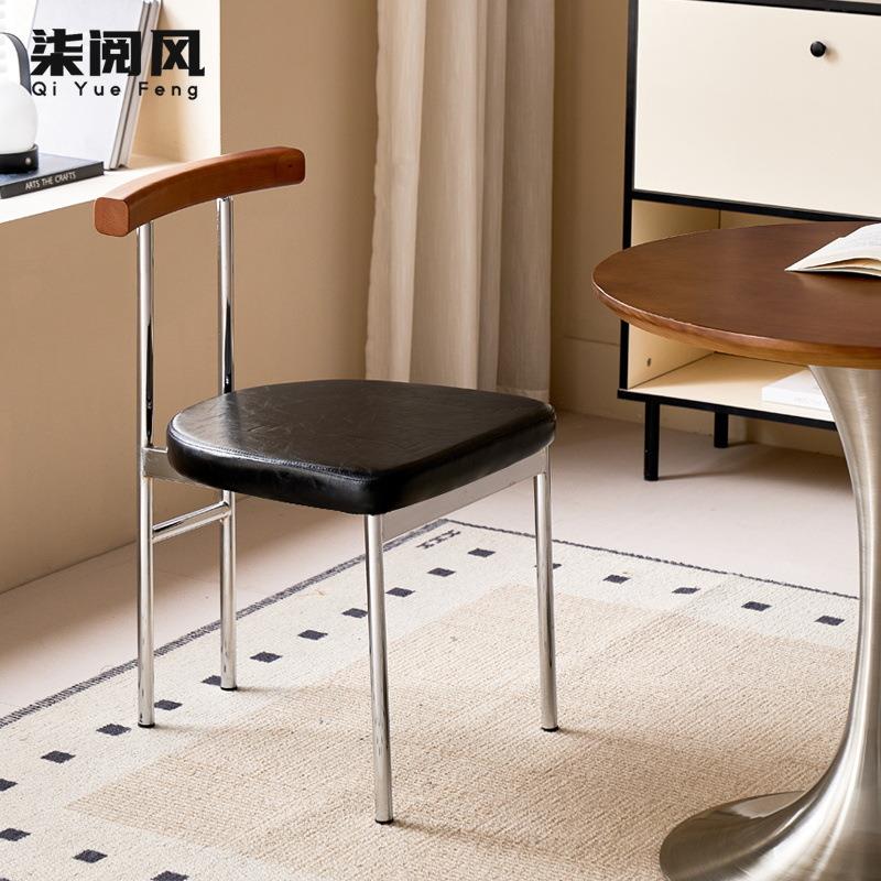 北欧设计师森林椅家用中古实木软垫餐椅咖啡厅铁艺复古靠背椅子