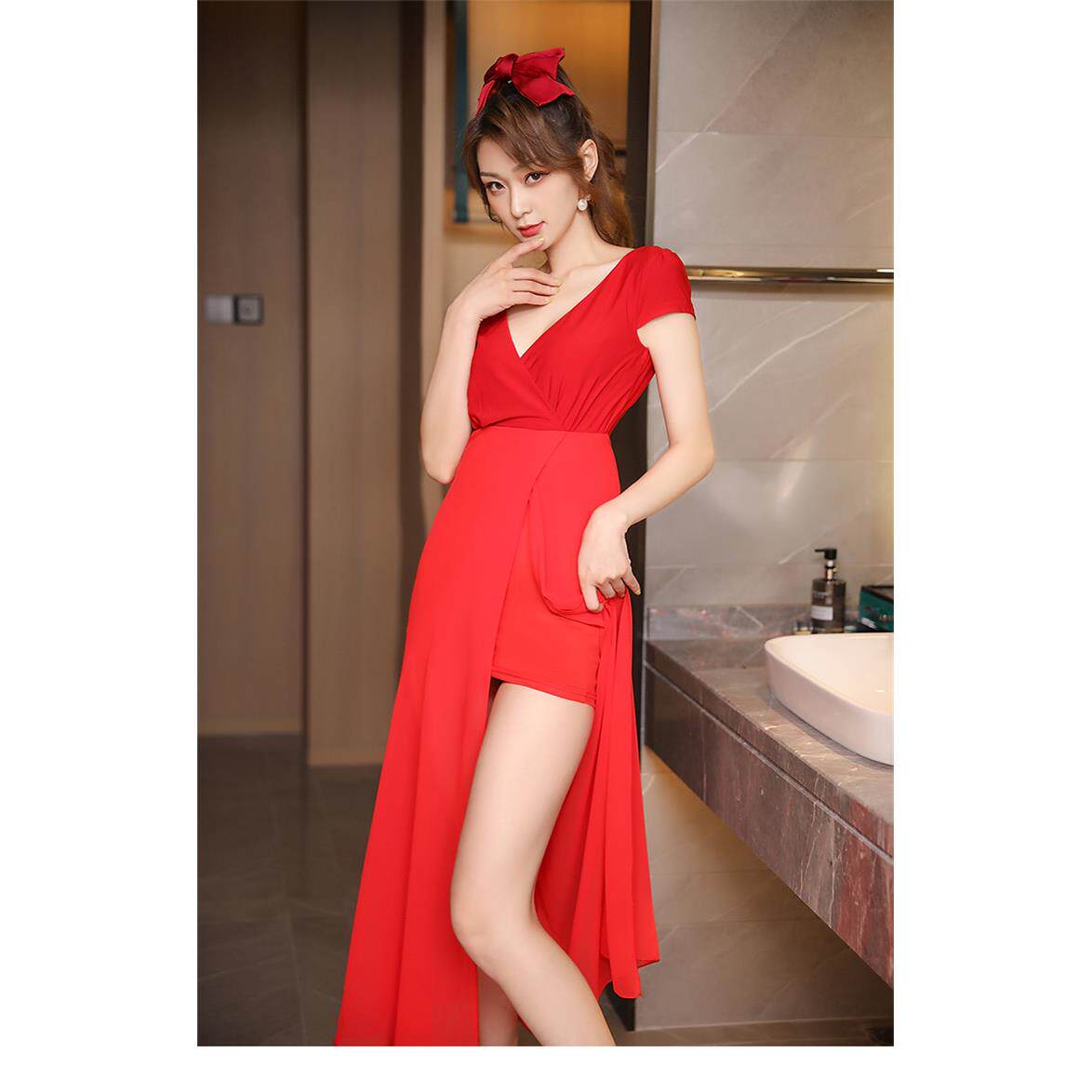 正品夜总店连衣裙裙沐足按摩桑拿技师长工作服夜场礼上班衣服服性