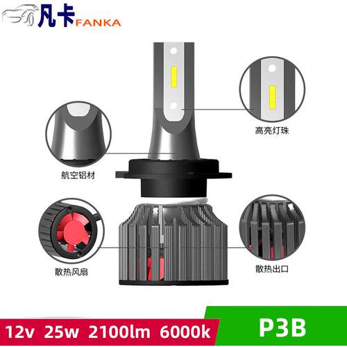 12v25w佛山克莱led汽车大灯P3B远近光H1/H3/H4/H8/9005/9006/9012
