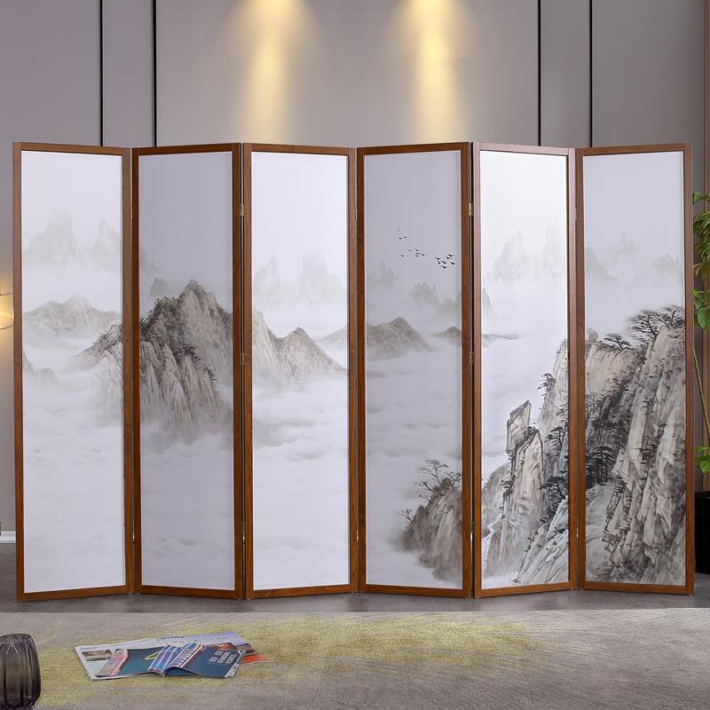 新中式屏风隔断客厅2025新款酒店办公室遮挡可折叠移动实木玄关墙