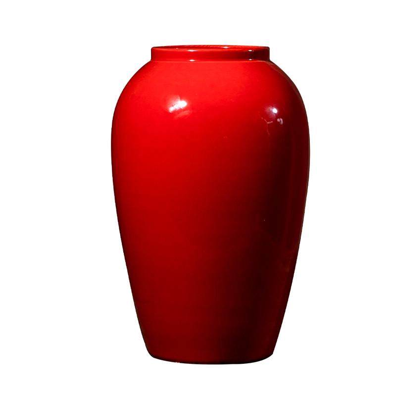 景德镇新中式台面陶瓷花瓶石榴浆果中国红喜庆家居装饰品花瓶摆件