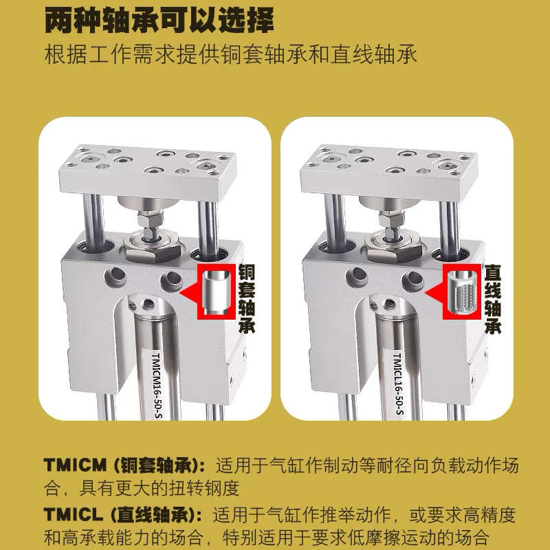 带导向架气缸TMICL/TMICM12/16/20/25X25X50X75X100X150X175X200S