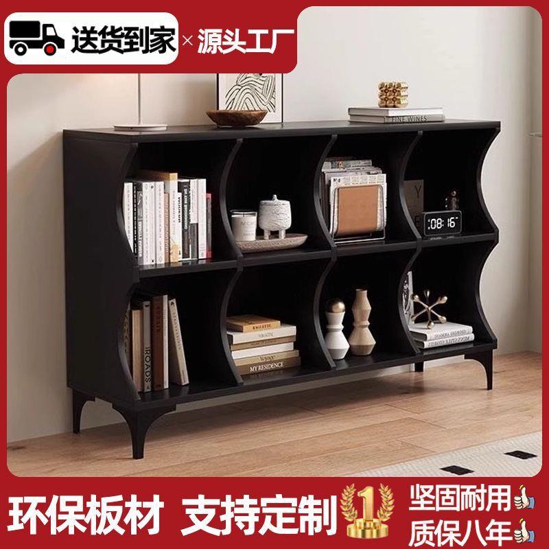 简约现代书柜门厅柜收纳柜黑色客厅柜储物餐边柜室内落地置物架