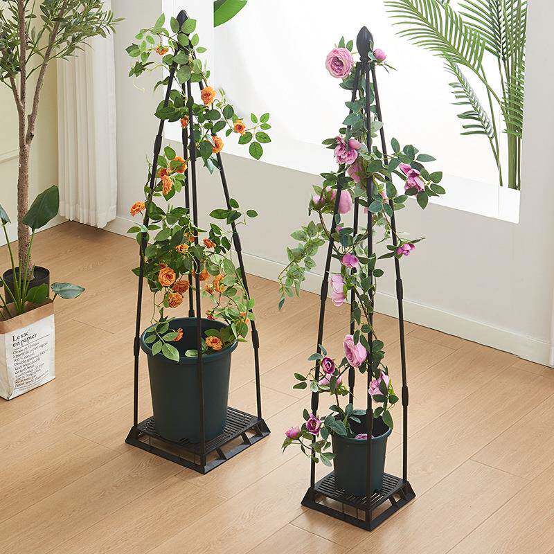 攀爬架爬藤架铁艺花架塑料花盆托盘支架外贸跨境沥水带绿植