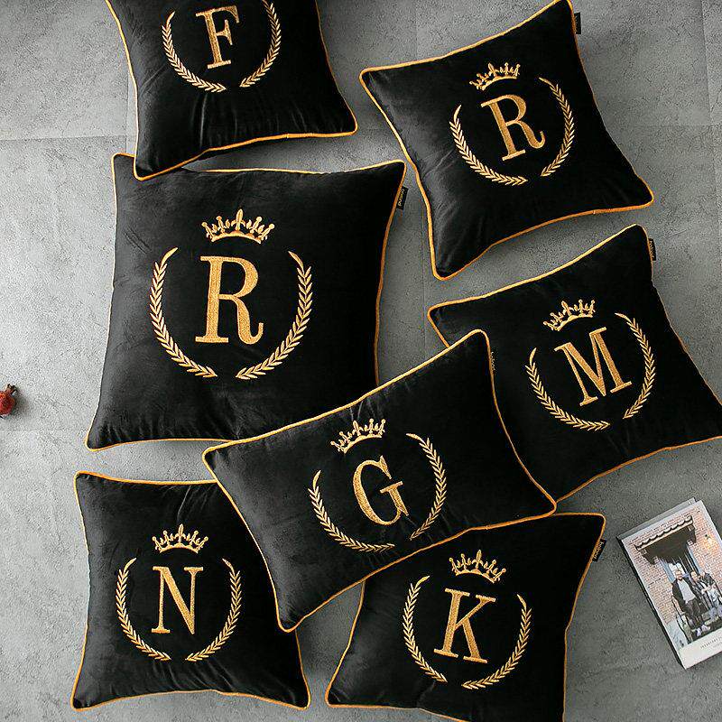 丝绒绣花定制抱枕客厅沙发靠垫床头靠枕椅子靠背办公室腰枕抱枕套