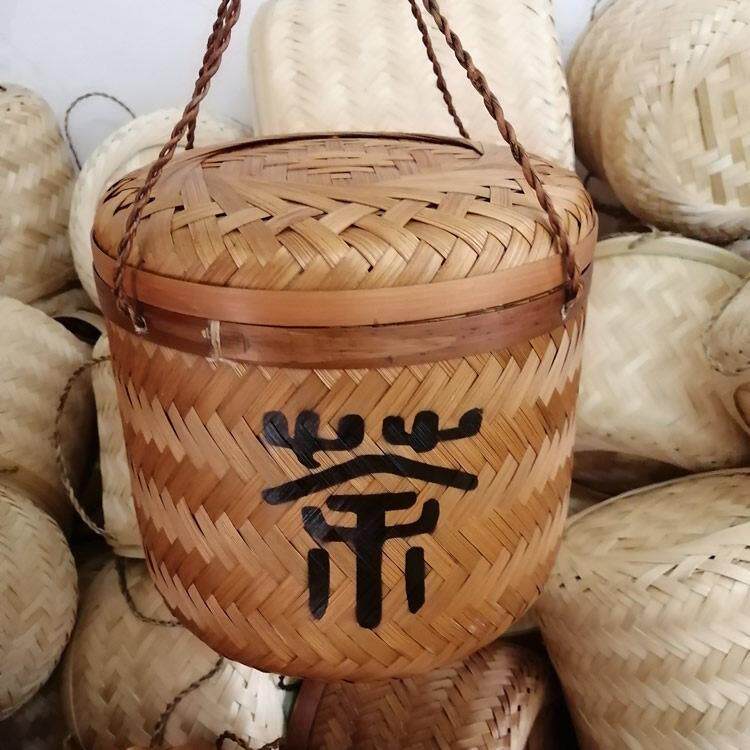 竹制编织普洱茶饼罐茶叶收纳包装竹礼盒篓竹筐手工端午礼品包装盒
