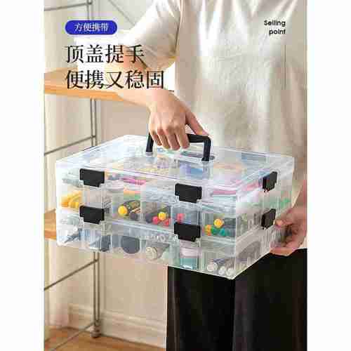 工具零件盒多格手提分格透明螺丝配件收纳箱电子元件积木塑料盒子