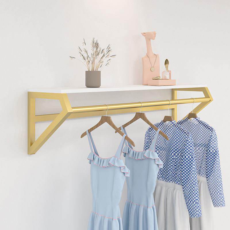 服装店展示架上墙壁挂衣架金色女装店壁挂架侧挂专用童装店铺货架