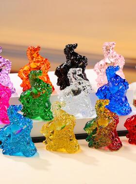 新款琉璃生肖马摆件属马招财小礼品家居装饰开业乔迁黄水晶马