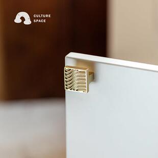 造就工间 覆古简约拉手 铜制条纹方型柜门抽屉衣柜把手整体橱柜