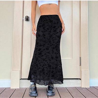 Women's Casual Fish Tail Skirt  Long Fitted Plain Skirt for