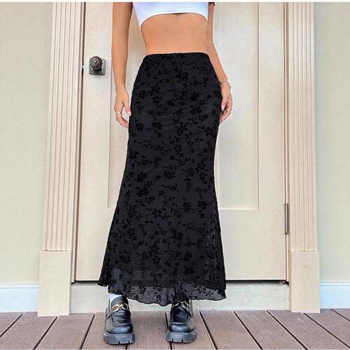 Women's Casual Fish Tail Skirt  Long Fitted Plain Skirt for