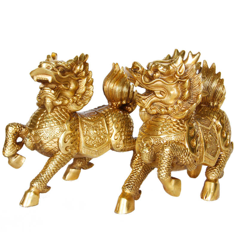 杨铜记批发摆件铜器厂家批发工艺品用品礼品 铜财福麒麟火麒麟