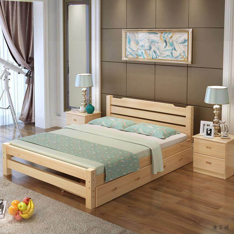 床 单人床双人床实木床简易床木床1.5米床木头1.2米床木板1.8米床