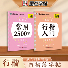 墨点练字宝行楷凹槽练字帖2本装初学者入门成人硬笔书法，练字本练常用字男女生字体，漂亮字钢笔速成字帖学生专用反复练习写字帖临摹