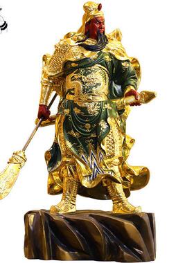 台湾鎏金纯铜66-88厘米关公铜像站武财神关二爷关公神像供奉摆件