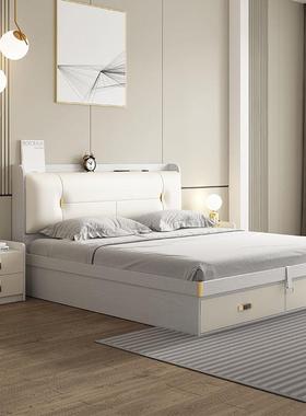 ls白色轻奢气动高储箱简物床ZZ-98832现代约卧室收纳小户型1.2米1