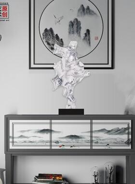 现代抽象雕塑摆件透明树脂工艺品仿酒店大堂太湖石琉璃艺术装饰品
