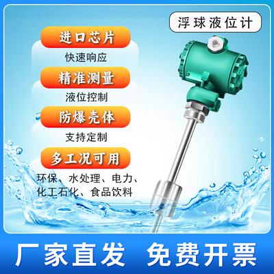 浮球液位变送器磁浮子液位计 插入式磁性干簧管浮球液位计 4-20mA