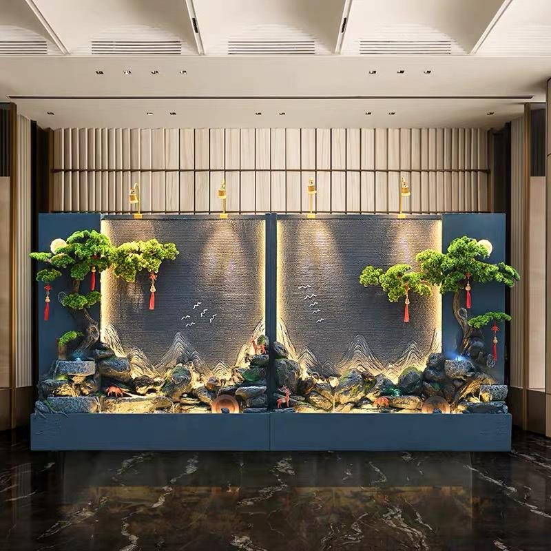 型大水幕墙流水件院QID花园庭假山鱼池公司酒店屏风流摆水墙装饰
